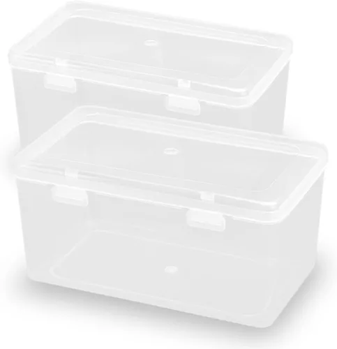 Vista 11 de Mini contenedores rectangulares transparentes de almacenamiento con tapa (4.53 x 2.95 x 3.39 pulgadas), caja rectangular para pastillas, joyas