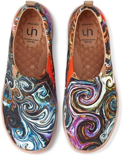 Vista 30 de UIN Zapatos de viaje para caminar para hombre, sin cordones, de lona, informales, ligeros, cómodos y modernos, diseño de perritos felices Ahhhhh