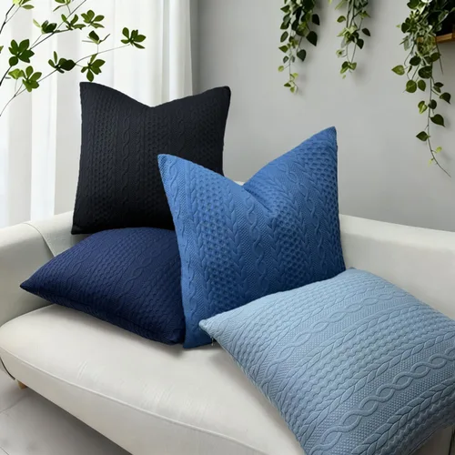 Vista 3 de Booque Valley Paquete de 4 fundas de almohada azules de 18 x 18 pulgadas, fundas de almohada decorativas de verano para sofá, estilo campestre