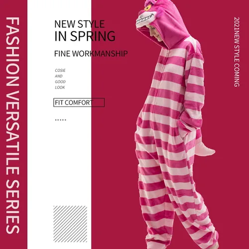 Vista 7 de COSUSKET Snug Fit Unisex Adult Onesie Pajamas Flannel Cosplay Animal One Piece Halloween Costume Sleepwear Homewear