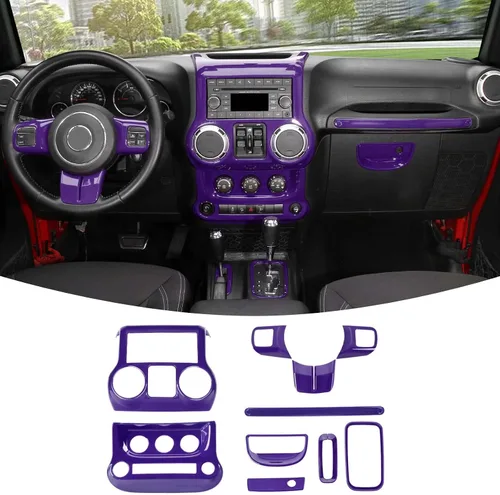 Vista 11 de RT-TCZ para Jeep JK Kit de Adornos Interiores Azul, Adorno de Panel de Tablero de Consola Central para Jeep Wrangler JK JKU 2011-2017 Accesorios