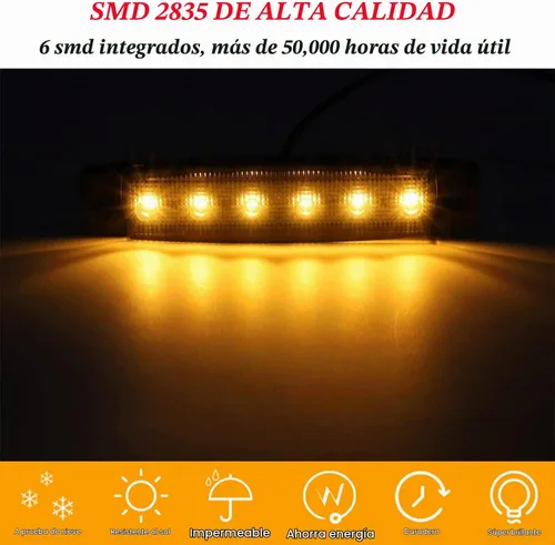 Vista 3 de Paquete de 10 Luces Laterales Marcadoras de Remolque LED Ámbar DC 12V de 3.8" con 6 LED, Barra de Luz de Separación, Tira de Luz Indicadora de Señal