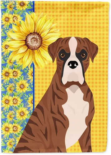 Vista 206 de Caroline's Treasures WDK5313GF Bandera de jardín con diseño de girasoles de verano, color negro y tostado, Airedale Terrier para buzón, bandera
