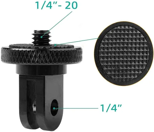 Vista 5 de Adaptador de trípode de cámara de aluminio 1/4"-20 Adaptadores de montaje de conversión compatibles con cámaras de acción Gopro Insta360 y otros