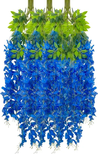 Vista 66 de Paquete de 5 guirnaldas de flores colgantes de glicina rosa, enredaderas de flores artificiales de 3.77 pies, glicinia falsa, guirnalda colgante