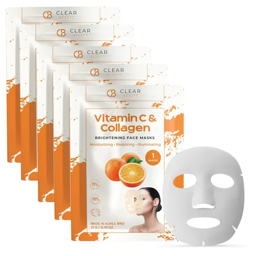 Vista 16 de Clear Beauty Mascarilla facial de oro de 24 quilates y colágeno, mascarillas reafirmantes e hidratantes para un brillo radiante y una textura suave