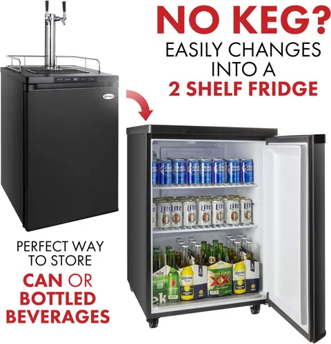Vista 7 de Kegco 3PHBK309B-2 Dispensador de barriles, 2 grifos, negro