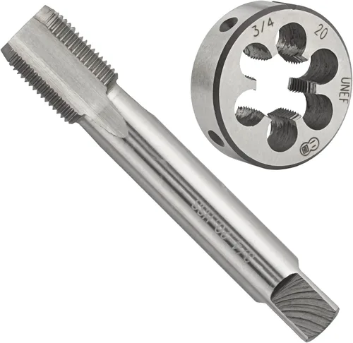 Vista 8 de 1/4 "-20 UNC HSS Tap And Die Set, 1/4 x 20 UNC Macho de rosca de máquina y rosca redonda Die mano derecha