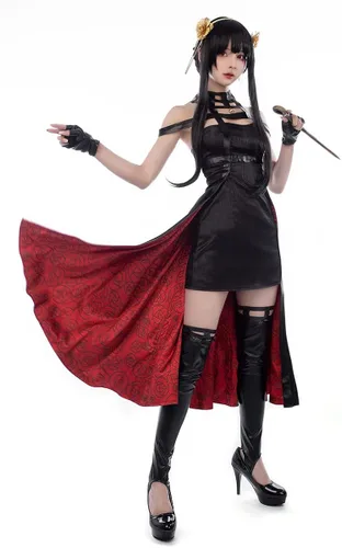 Vista 2 de Cosfun Yor Forger - Disfraz de cosplay negro C02883