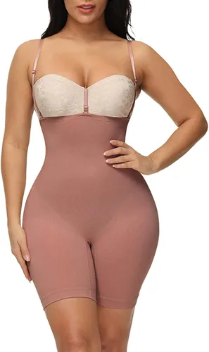 Vista 8 de Fajas moldeadoras con control de abdomen para mujer, sin costuras, faja colombiana, adelgazante, busto abierto, medio muslo, moldeador de cuerpo