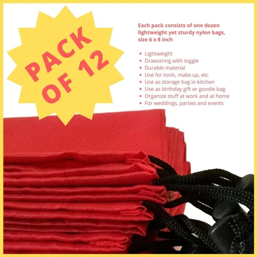 Vista 5 de Bolsa con cordón Bolsa de nailon con palanca (6 x 8-12 unidades, rojo)