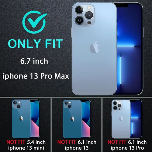 Vista 2 de YKHJKLEC para iPhone 13 Pro Max, funda militar grado 3 en 1 resistente a golpes/caídas/polvo con 2 piezas de protector de pantalla de vidrio