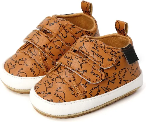 Vista 7 de QWZban Zapatos de bebé para niños y niñas, zapatillas de deporte con suela de goma antideslizante, para cuna de bebé, zapatos de vestir