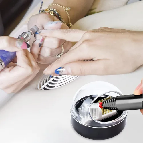 Vista 7 de Brocas de uñas Herramienta de limpieza de cutículas con funda limpiadora de cubierta de cepillo, cepillo de alambre de acero 2 en 1 y cepillo