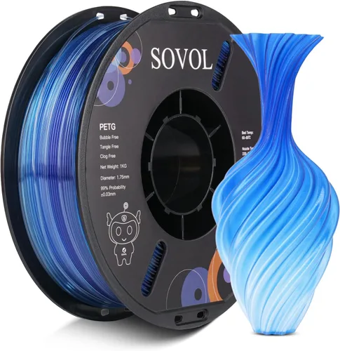 Vista 13 de Sovol Materiales de impresión 3D del filamento 5.74 ft m 2.2 lbs de PETG de Alta precisión, fuerte dureza, tensión de cableado, precisión Verde