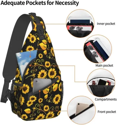 Vista 4 de COFEIYISI Mochila bandolera unisex para hombres y mujeres, bolsa casual para el pecho, mochila de hombro, mochila de viaje para senderismo, amarillo