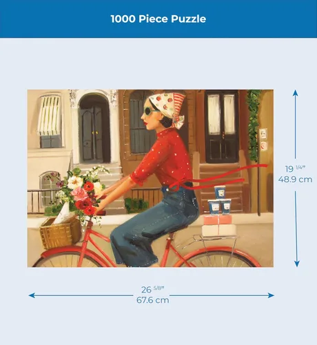 Vista 4 de New York Puzzle Company - Janet Hill Brownstones - Rompecabezas de 1000 piezas para noches de juego familiares por Janet Hill