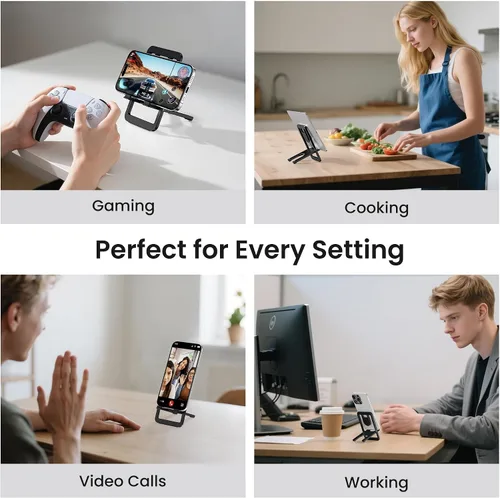Vista 7 de Itramax Soporte de teléfono para escritorio plegable Soporte de teléfono ajustable Soporte de grabación portátil de mesa para iPhone 17 16 15 Pro