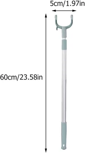 Vista 3 de LIFKOME Poste de ropa retráctil telescópico de largo alcance de 60 a 40.2 in, poste de tendedero ajustable con gancho, tenedor de secado de ropa