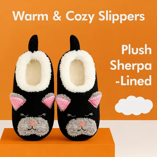 Vista 3 de Snoozies Calcetines Pantufla de Animales para Mujeres, Pantuflas Peludas Suaves Antideslizantes con Forro de Sherpa, Pantuflas Lindas