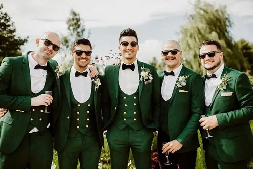 Vista 4 de Wangyue Trajes de 3 piezas para hombre, trajes ajustados para hombres, traje de doble botonadura para hombre, trajes de fiesta de graduación, trajes