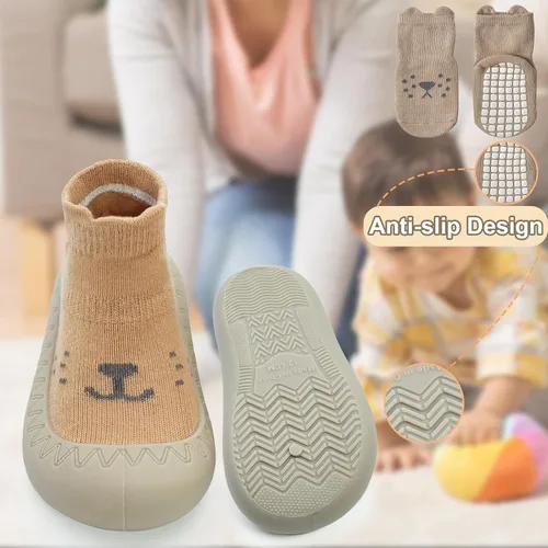 Vista 3 de 2 pares de zapatos antideslizantes estilo caroon para bebés, zapatos para niños y niñas, zapatos para caminar, zapatos de goma suave con pantuflas