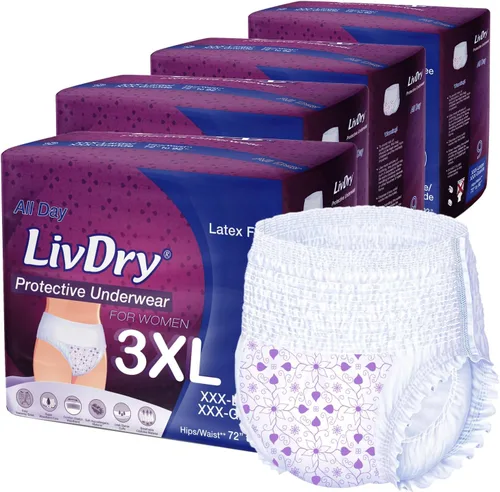 Vista 17 de Livdry M - Pañales para adultos para mujer durante la noche, máxima absorción definitiva, protección durante todo el día o la noche, talla mediana