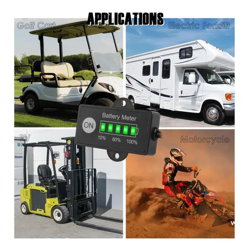 Vista 6 de Medidor de nivel de batería de plomo ácido de 12 V y 24 V para carrito de golf, monitor de capacidad de batería LED para Club Car Star Carretilla