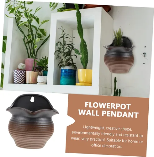 Vista 6 de GANAZONO 1 pieza de lavabo colgante decoración floral decoración de cama macetas montadas en la pared mini maceta colgante de cerámica maceta bonsái