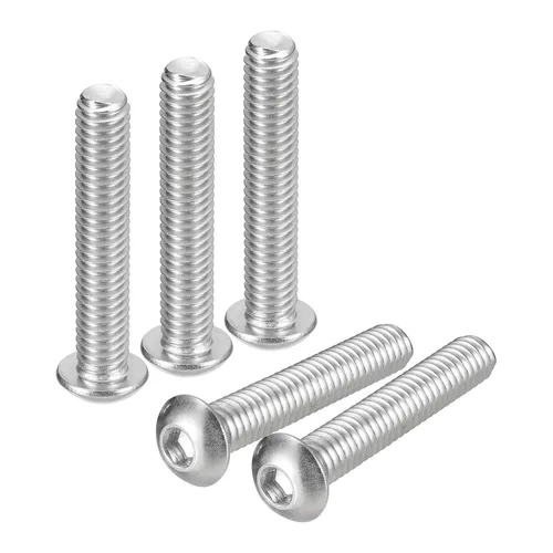 Vista 15 de uxcell Tornillos de cabeza de botón de 1/4-20x1, 25 piezas de tornillos hexagonales de acero inoxidable 304, tornillos de rosca completa