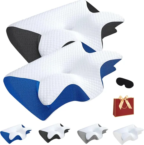 Vista 15 de Almohada de alivio de alta calidad, almohada ergonómica 2 en 1 con funda, almohadas ergonómicas de espuma viscoelástica para alivio del cuello