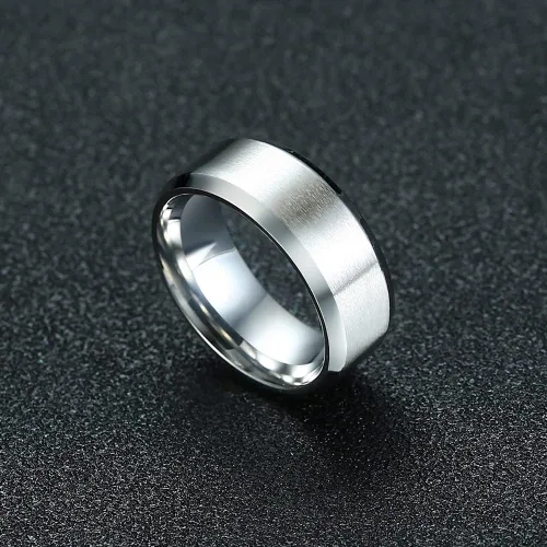 Vista 4 de Anillo básico mate cepillado para hombre de 0.157 in, 0.236 in, 0.315 in, 0.394 in, anillos de acero inoxidable negroazulplateado para hombres