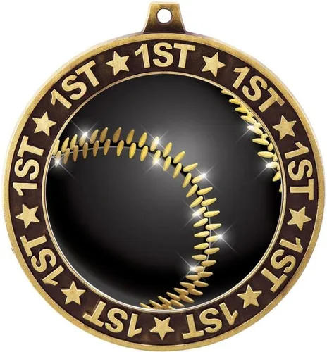 Vista 2 de 2.75" Premio de la Medalla de Sombra de Béisbol del 1er Lugar, Medalla de Trofeo de Oro