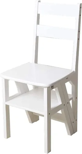 Vista 8 de Taburete plegable de madera, silla de escalera portátil, silla de escalera multifunción, silla de escalera para biblioteca del hogar, máximo 4 Negro