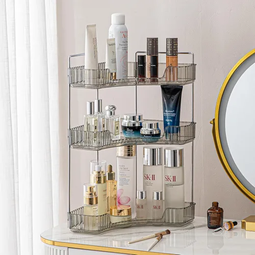 Vista 8 de shuang qing Organizador de Esquina de 2 Niveles para Mostrador de Baño – Estante de Almacenamiento Clásico para Maquillaje, Perfume y Artículos