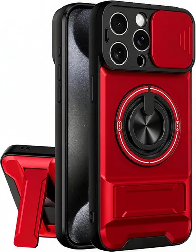 Vista 17 de Dssairo Funda para iPhone 15 con anillo magnético de rotación de 360° compatible con carcasa MagSafe Slide para cámara, soporte plegable, funda Negro