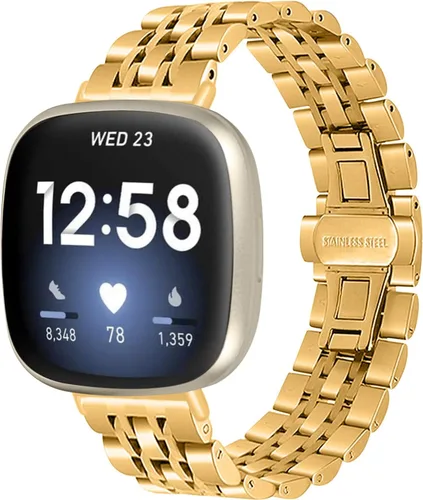 Vista 11 de Compatible con bandas Fitbit Versa 4/Versa 3/Sense 2/Sense para mujeres y hombres, correa de repuesto de metal de acero inoxidable para Fitbit Versa