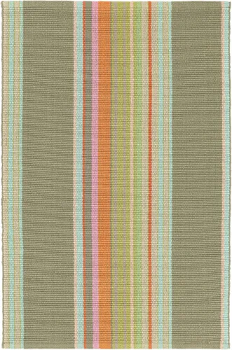 Vista 9 de Dash & Albert Barbados - Alfombra de algodón tejida a mano con rayas azules, 5 x 8 pies, patrón de rayas azules