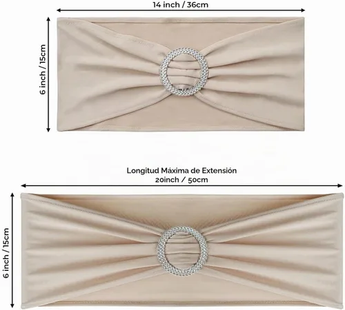Vista 5 de Babenest Fajas de elastano con lazos para silla, 30 piezas, banda elástica premium para cubrir sillas con hebilla deslizante, lazos elásticos Champán