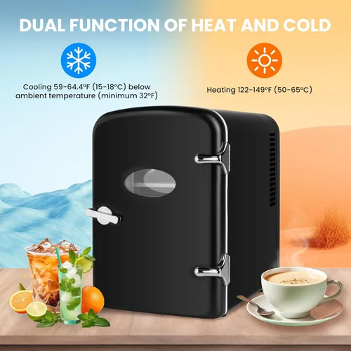 Vista 4 de HealSmart Mini refrigerador portátil, refrigeradores compactos enfriadores y calentadores de 4 litros 6 latas, con ventana de observación, 100%