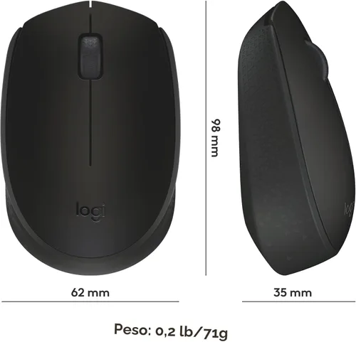Vista 8 de Logitech M170 ratón inalámbrico para PC, Mac, portátil, 2.4 GHz con receptor USB Mini, seguimiento óptico, vida útil de la batería de 12 meses