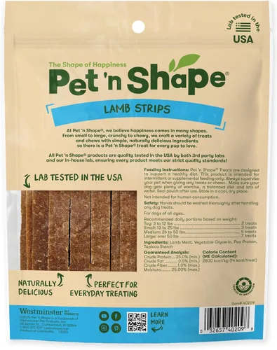 Vista 2 de Pet 'n Shape Golosinas para perros de cordero Jerky - 9 onzas