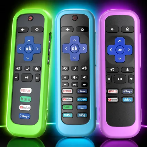 Vista 10 de Paquete de 3 fundas para control remoto de Roku, cubierta de batería para TCL Smart TV Streaming Stick, funda protectora de silicona