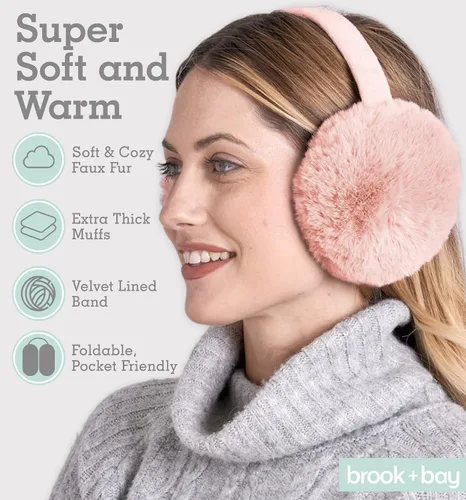Vista 2 de Orejeras para mujer calentadores de oído de invierno suave y cálido cable de punto de lana. Orejeras para el frío