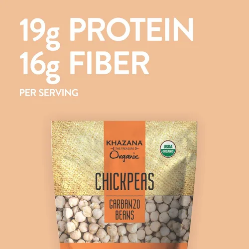 Vista 2 de Khazana Garbanzos orgánicos de 7 libras, granos de garbanzo, sin OMG, sin gluten y kosher, auténticas lentejas de la India