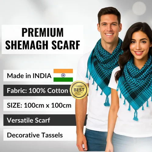 Vista 26 de LOVARZI Shemagh Cottons Arab Keffiyeh - Bufanda militar táctica para cabeza y cuello