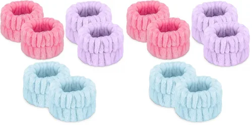 Vista 17 de Toallas de muñeca para mujer para lavar la cara, toalla de microfibra para spa, pulseras absorbentes, banda para el sudor para niñas que evitan que