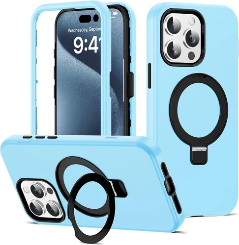 Vista 60 de Funda compatible con iPhone 13 y 14 de 6.1 pulgadas con soporte de anillo magnético [protección militar contra caídas] [compatible con Mag-Safe]