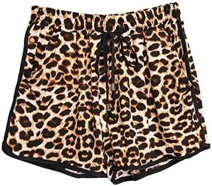 Vista 3 de Kafeimali - Pantalones cortos de verano para mujer, diseño de leopardo