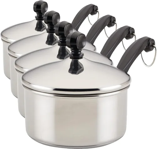 Vista 15 de Farberware Cacerola clásica de acero inoxidable con tapa, 1 cuarto de galón, plateado, 50000, 11.2"P x 6.3"An x 4.4"Al